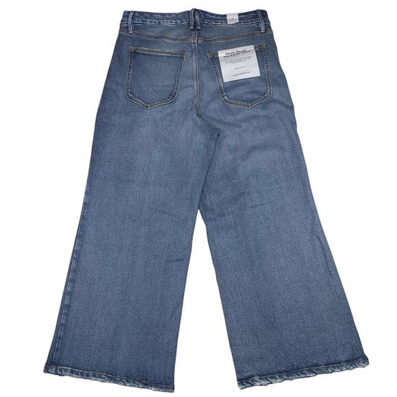 NWT Good American Good Waist Cropped Palazzo Jeans Womens 15 Wide Leg Stretch - Picture 3 of 16